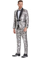 Esmoquin plateado y negro para boda y graduación para hombre