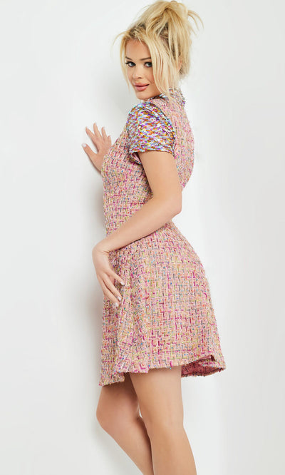 Striking Multicolor Sequined Mini Dress by Jovani