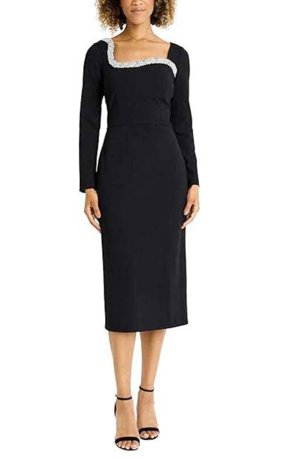 Black Long Sleeve Beaded Evening Dress by Maggy London G6183M