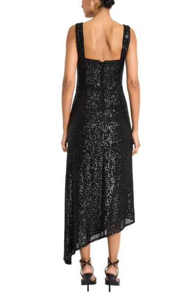 Cowl Neck Full Sequin Black Cowl Neckline Sleeveless Party Dress by Maggy London G6325M