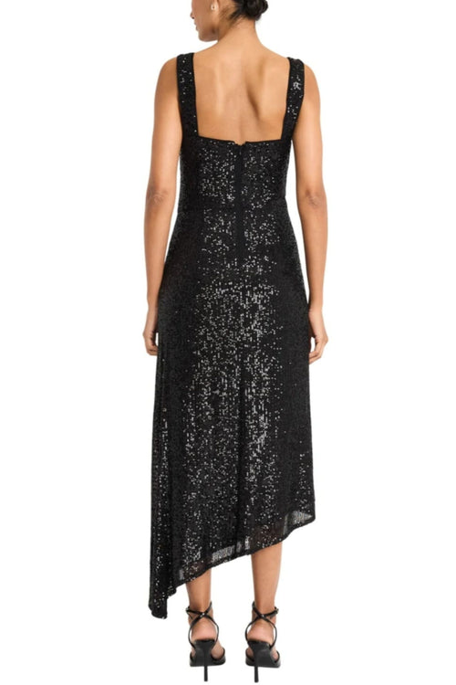 Cowl Neck Full Sequin Black Cowl Neckline Sleeveless Party Dress by Maggy London G6325M