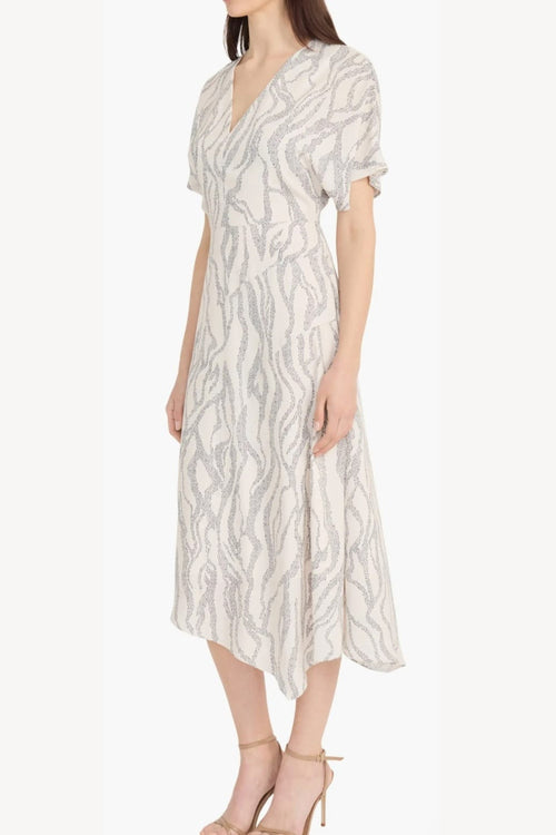 Ivory Charcoal A-Line Short Dolman Sleeve Midi Dress by Maggy London G6347M