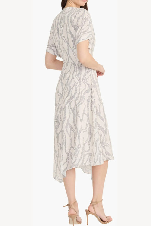 Ivory Charcoal A-Line Short Dolman Sleeve Midi Dress by Maggy London G6347M