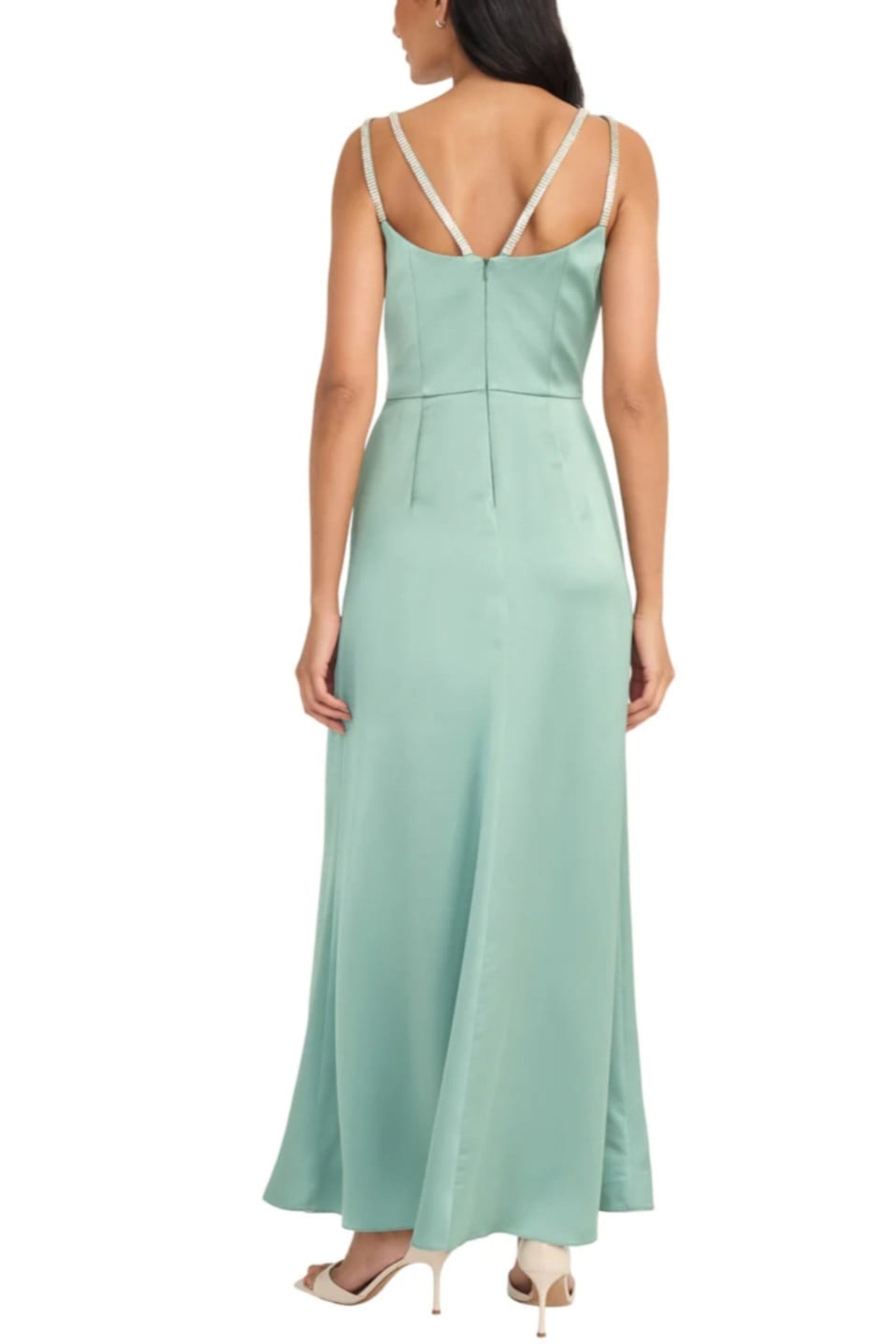 Charmuse Evening Long Jade Sweetheart Neckline Rhinestone Detail Dress by Maggy London G6393M