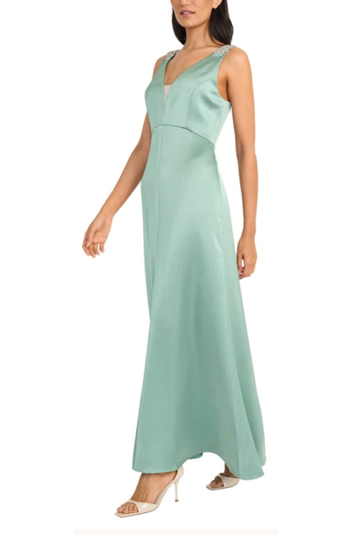Charmuse Evening Long Jade Sweetheart Neckline Rhinestone Detail Dress by Maggy London G6393M