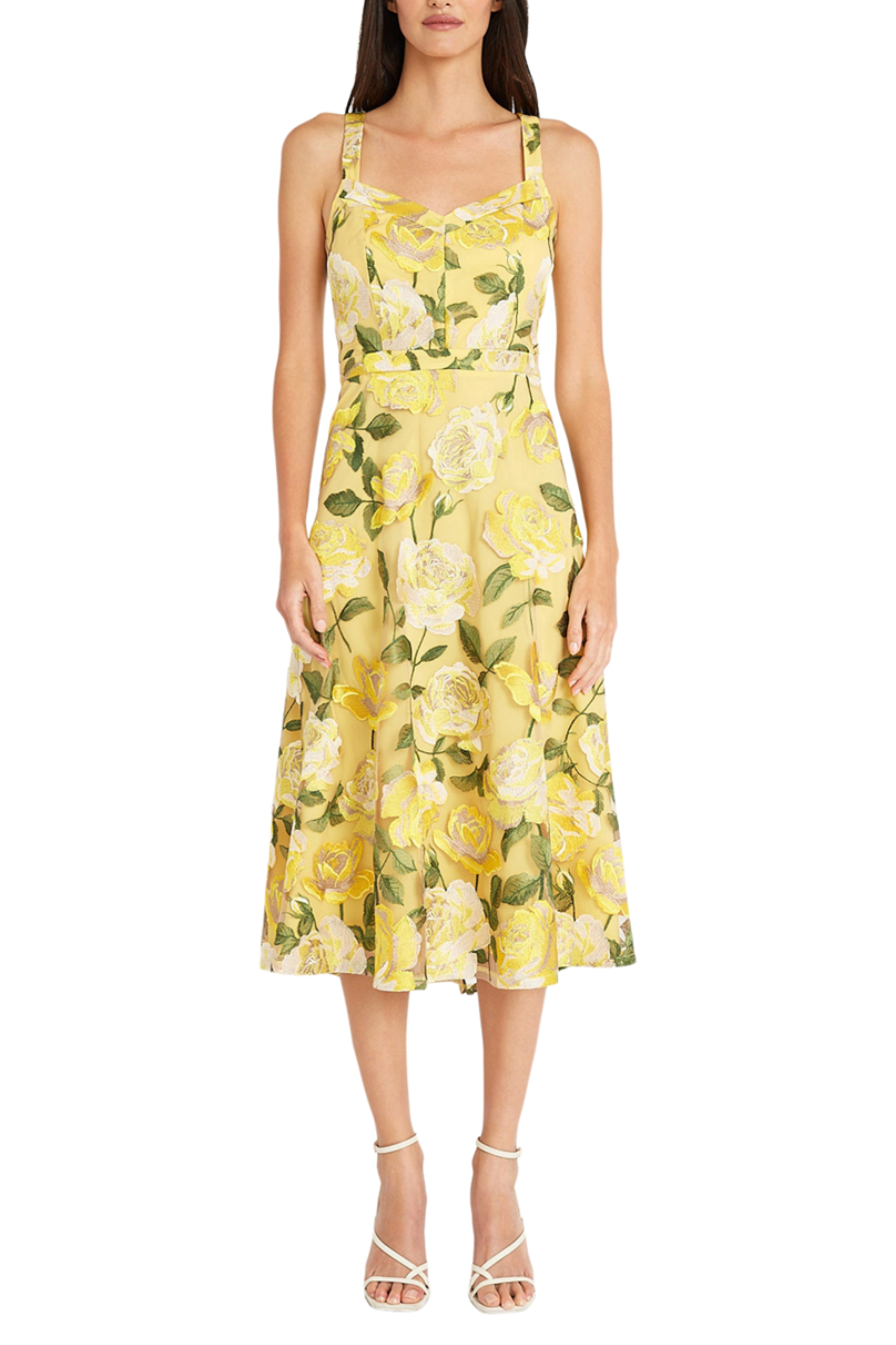 maggy london embroidered dress G5937M Floral A-Line SAND Yellow Sweetheart SAND Yellow / 12 easy silhouette with one FINAL SALE:No Returns/Exchanges 011821launch Brown Dress Shoes With