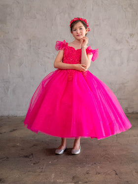 Girls Off-Shoulder Cape Gown by Calla SCK310