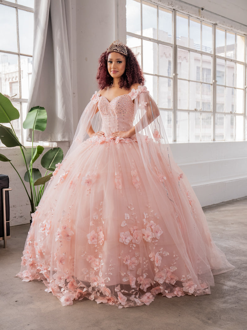 Off-Shoulder Cape Sleeve Ball Gown by Calla SCL30007