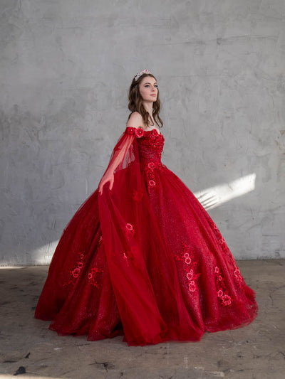 Off-Shoulder Cape Sleeve Ball Gown by Calla SCL30014