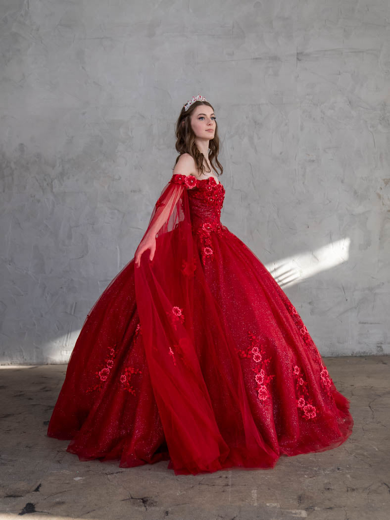 Off-Shoulder Cape Sleeve Ball Gown by Calla SCL30014