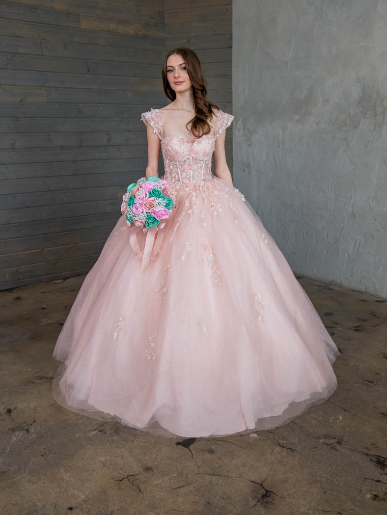 3D Butterfly Off-Shoulder Ball Gown by Calla SCL30015