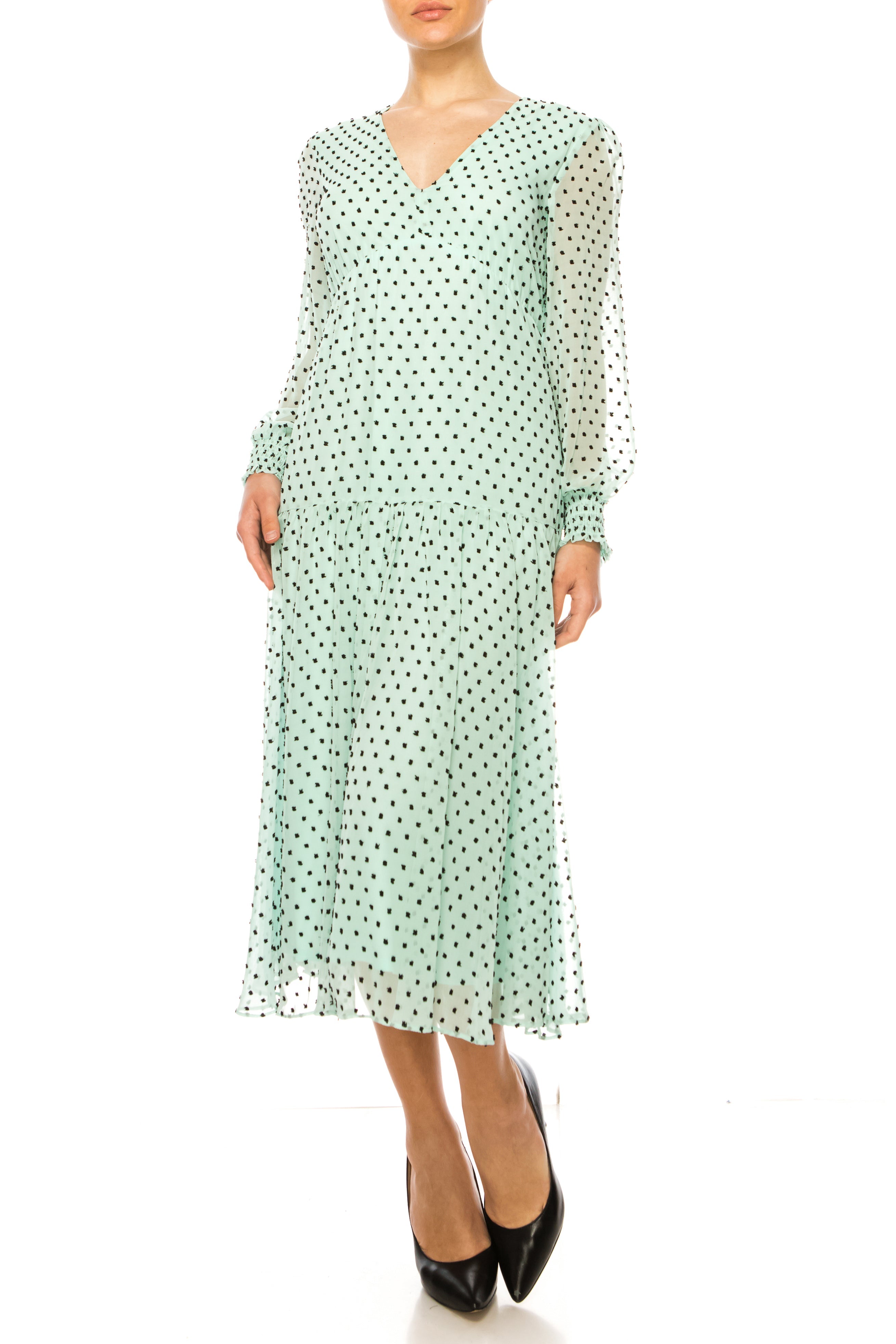 Maison Tara 58711MA Long Sleeve Empire Waist Maxi Dress