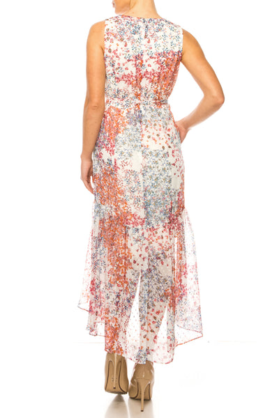 Maison Tara 91760M High-Low Floral Sleeveless Dress