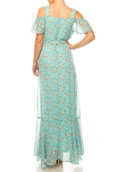Maison Tara 92034M Floral Off the Shoulder Strap Dress
