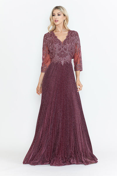 Mother Of The Groom Dress V-Neck 3/4 Sleeve Gown By Lenovia 8341-New Collection