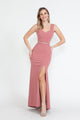 Vestido de noche ajustado con escote corazón y abertura en el muslo de Lenovia 5258
