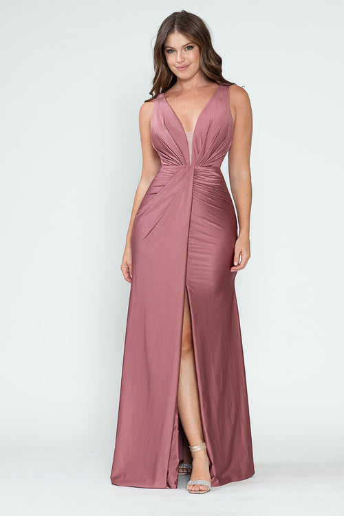 Vestido de dama de honor con escote en V, corte imperio y fruncido, de Lenovia 5319 (Nueva colección)
