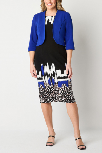 Maya Brooke Abstract Print Cropped Jacket Dress