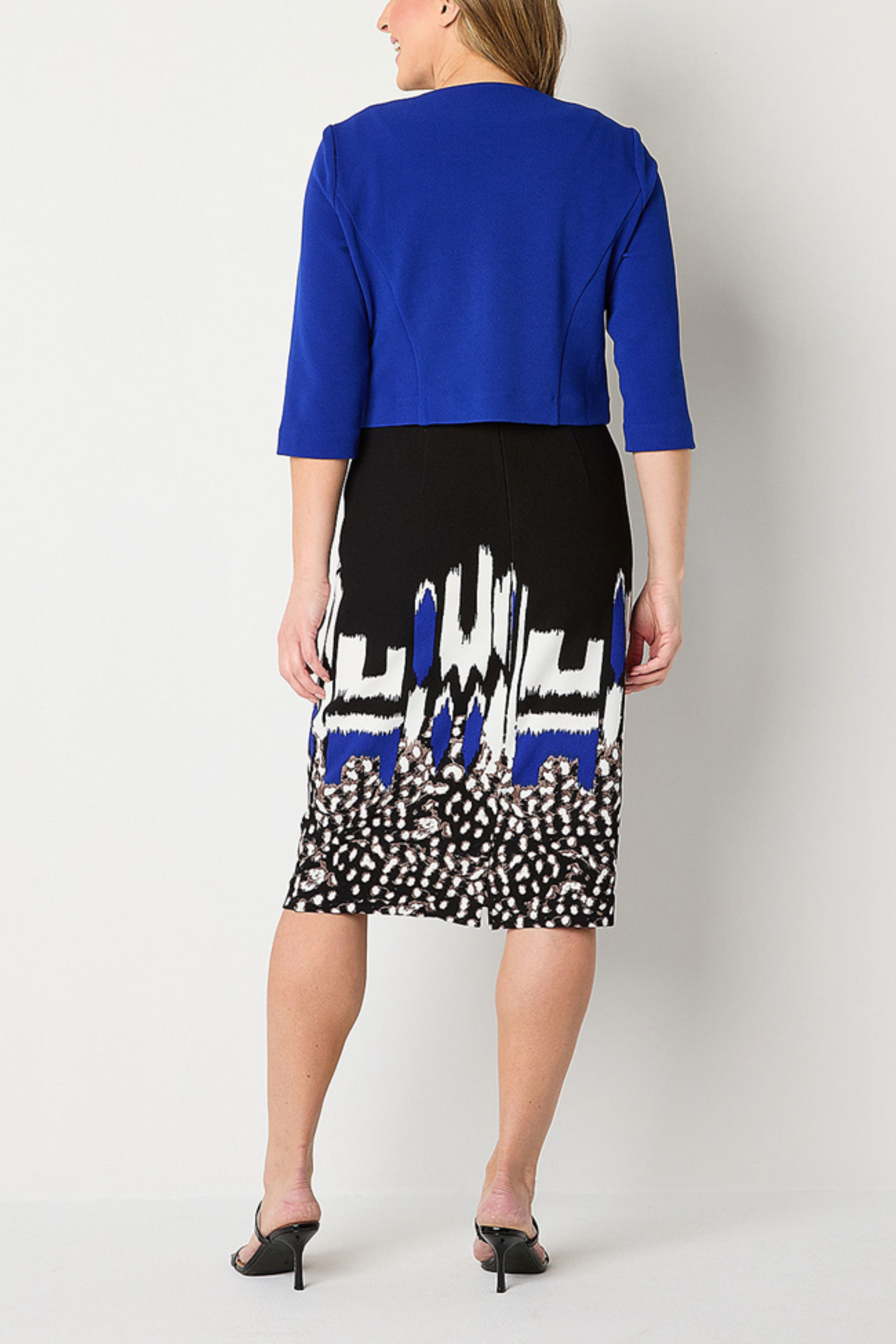 Maya Brooke 28513 Textured Abstract Print Sheath Dress with Cropped Bolero Jacket