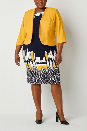 Maya Brooke 28513 Textured Abstract Print Sheath Dress with Cropped Bolero Jacket