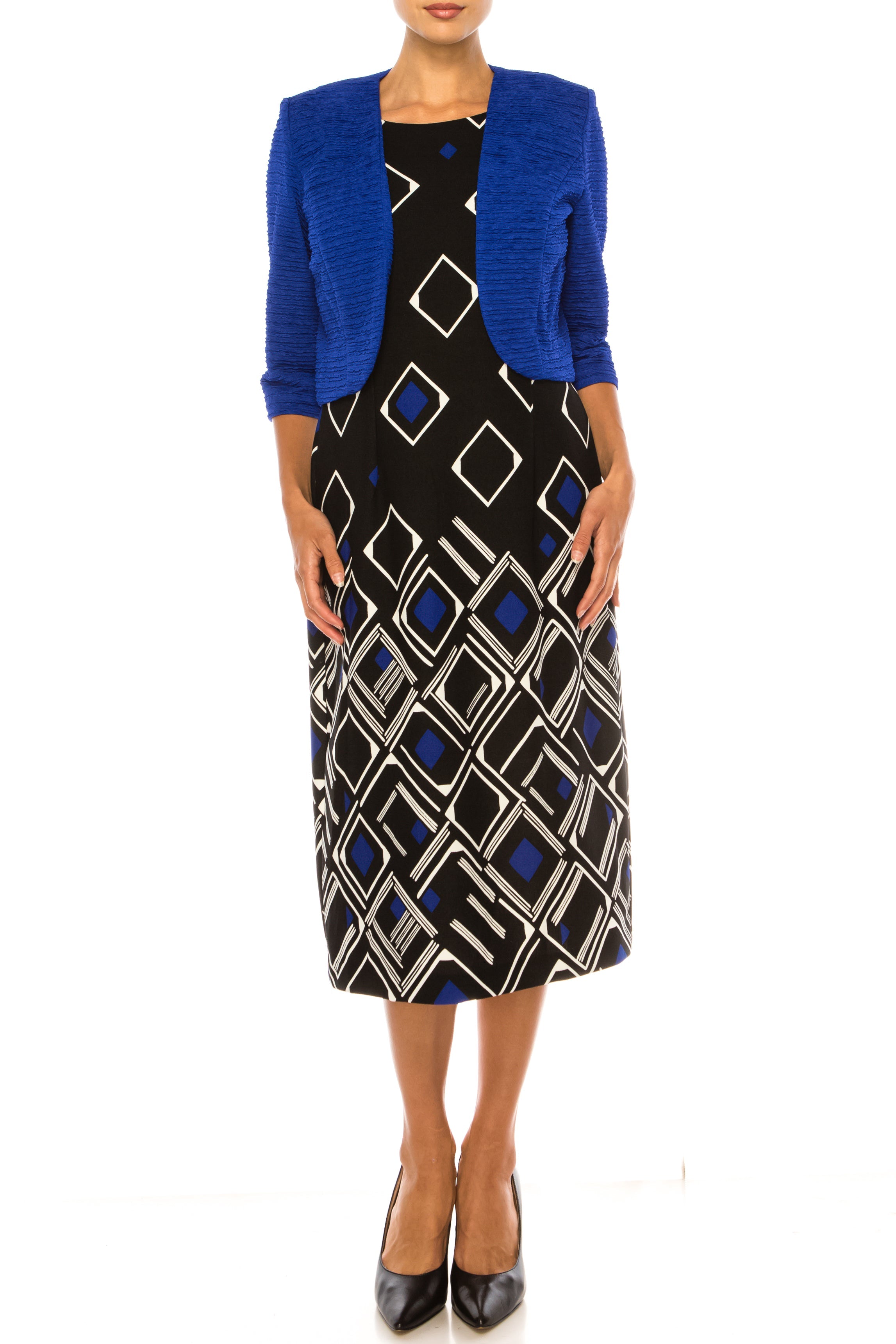 Maya Brooke 2-Piece Diamond Print Jacket Dress