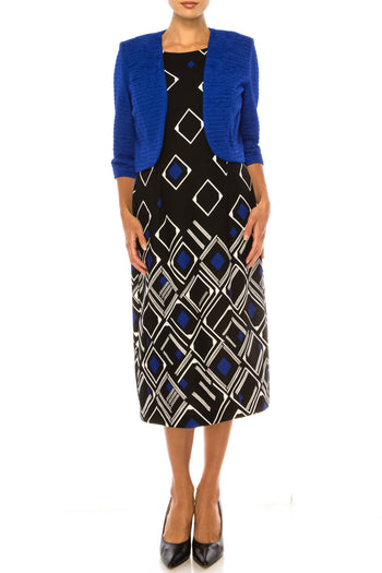 Maya Brooke 2-Piece Diamond Print Jacket Dress