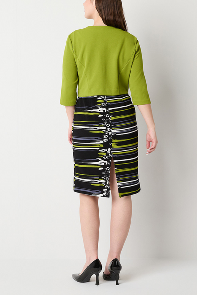 Maya Brooke 4165 Multicolor Abstract Stripe Sheath Dress with Cropped Bolero Jacket