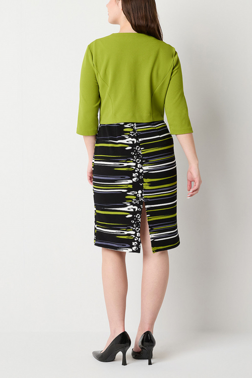 Maya Brooke 4165 Multicolor Abstract Stripe Sheath Dress with Cropped Bolero Jacket
