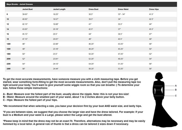 Maya Brooke Size Chart