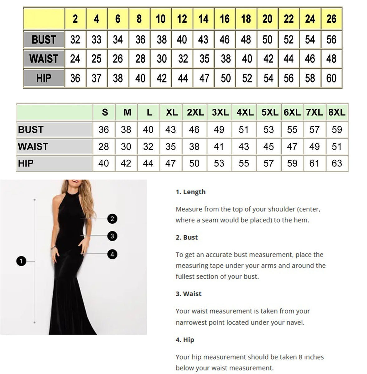 May Queen Size Chart