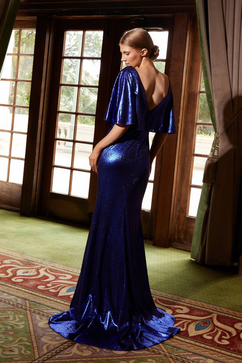 Vestido elegante de manga corta metalizado Nox Anabel MD130