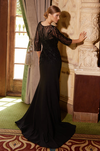Nox Anabel MH137 Long Sleeve Mother of the Bride Dress | Elegant Beaded 3/4 Sleeve Gown