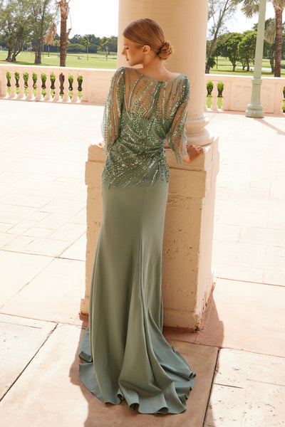 Nox Anabel MH137 Long Sleeve Mother of the Bride Dress with Elegant Beaded 3/4 Sleeves