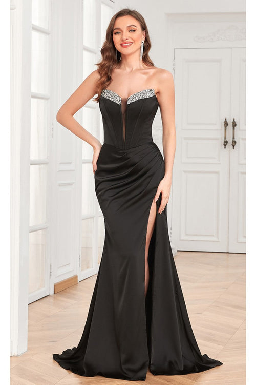 Prom Dresses Prom Fitted Long Formal Corset Evening Dress Black