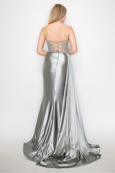 High Couture MJ1004 Long Formal Beaded Corset Prom Gown