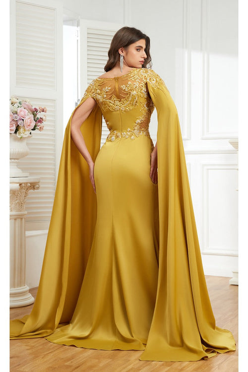 High Couture MJ1006 Long Formal Beaded Slit Evening Dress