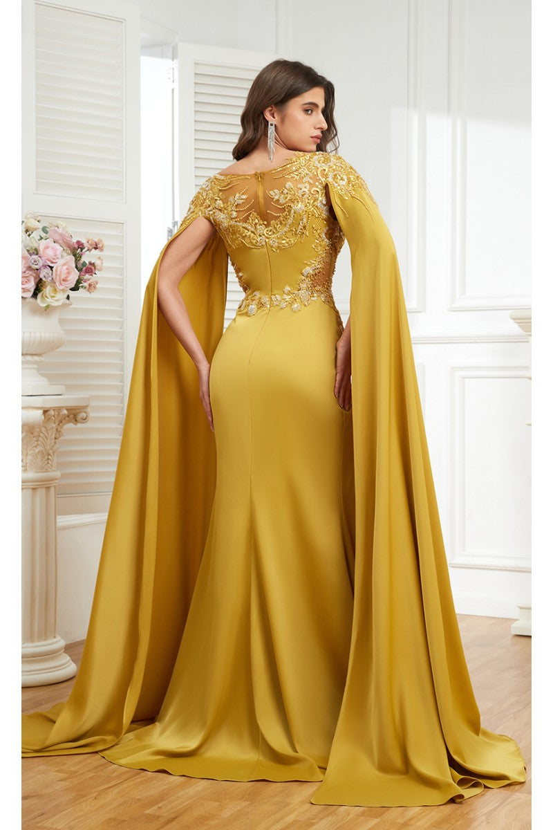 High Couture MJ1006 Long Formal Beaded Slit Evening Dress