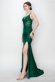 High Couture MJ1019 Long Formal Fitted Corset Slit Evening Prom Gown