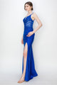 High Couture MJ1019 Long Formal Fitted Corset Slit Evening Prom Gown