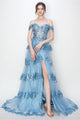 High Couture MJ1020 Long Ball Gown Formal Tiered Prom Dress