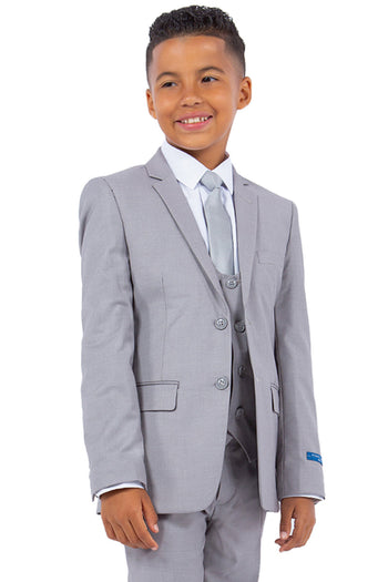 Boys Suit Perry Ellis Vested Boy's Wedding Suit in Light Grey