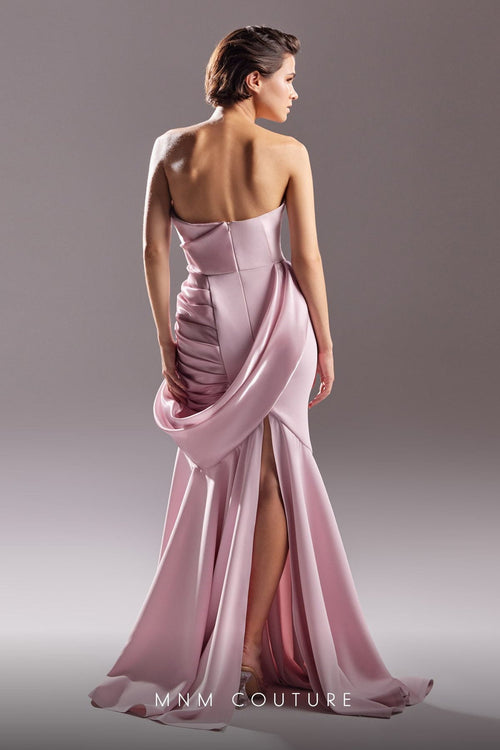Gaby Charbachi G1510 Strapless Pink Satin Gown by MNM Couture