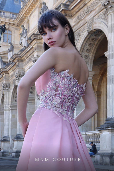 MNM Couture K4023 Strapless Pink Gown with Embellished Overskirt