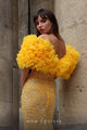 MNM Couture K4031 Off-Shoulder Blue Sequin Gown with Ruffled Sleeves