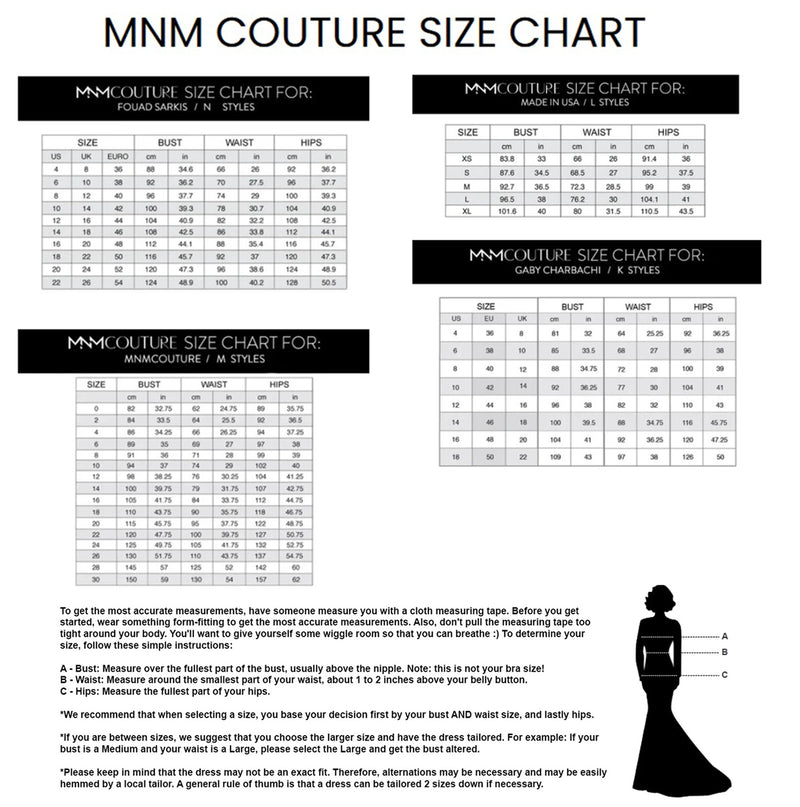 MNM Couture Size Chart