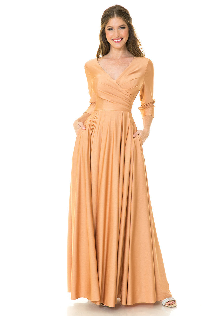 Vestido de madre de la novia con mangas 3/4 y corte A de Lenovia 5243