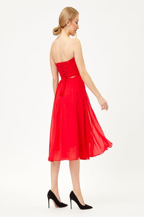 May Queen MQ1161 Ruched Twist Front A Line Lace Up Back Cocktail Dress