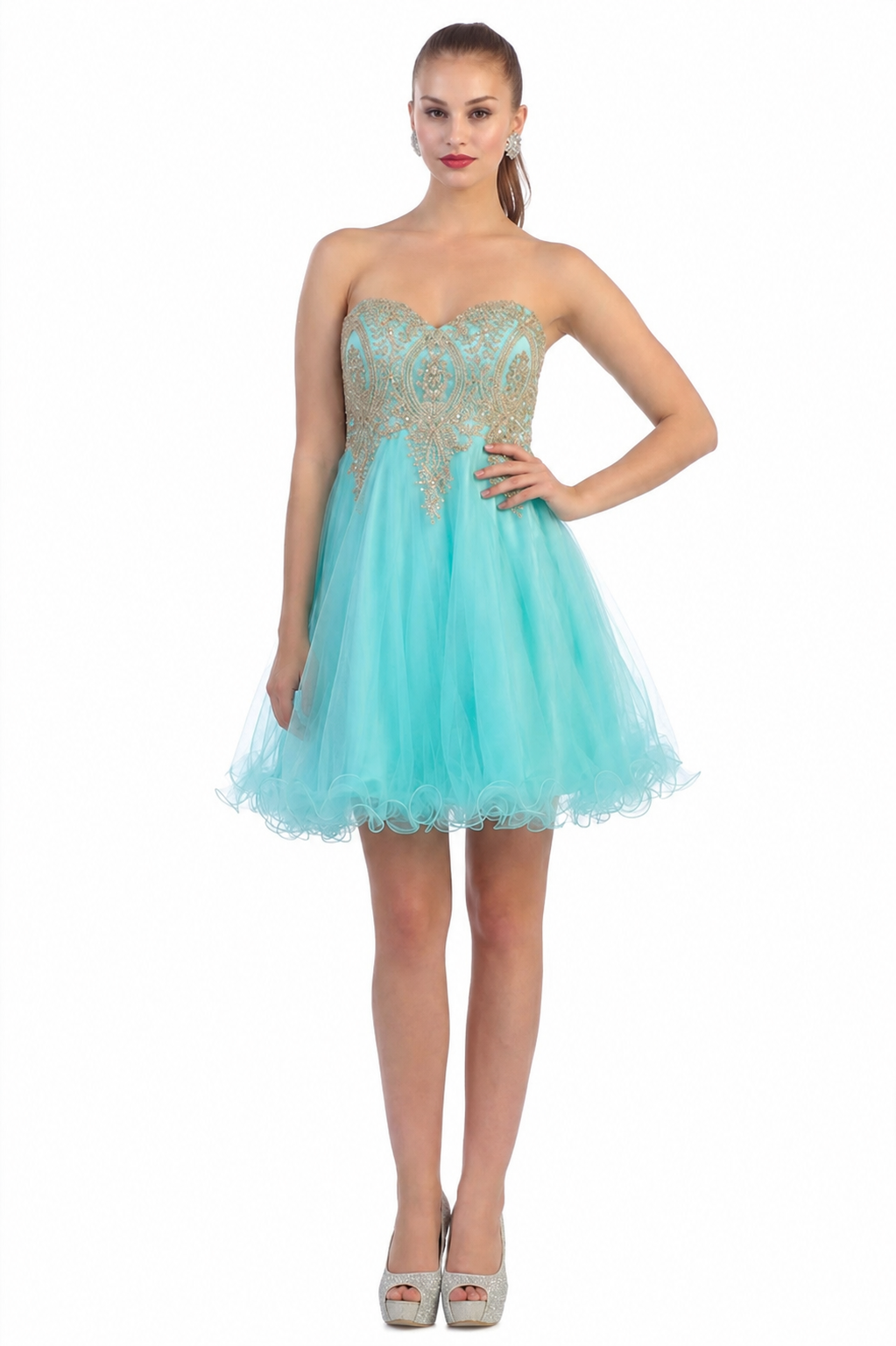 Strapless A Line Embroidered Cute Homecoming Dress MQ1414