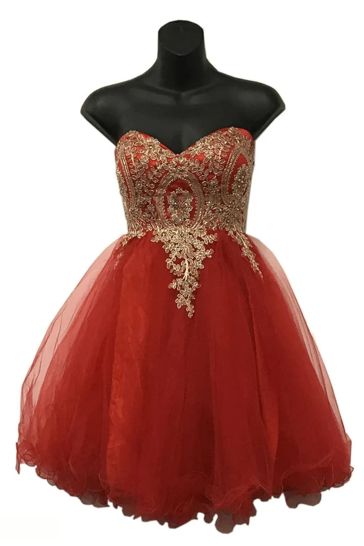 Strapless A Line Embroidered Cute Homecoming Dress MQ1414