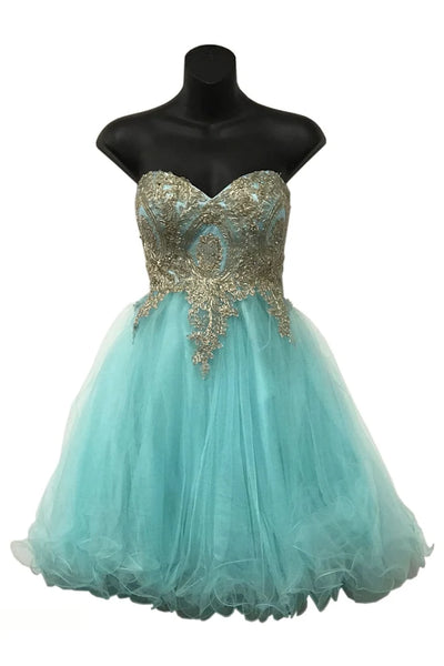 Strapless A Line Embroidered Cute Homecoming Dress MQ1414